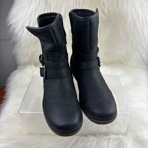 UGG Black Combat Boots with Strap Detail